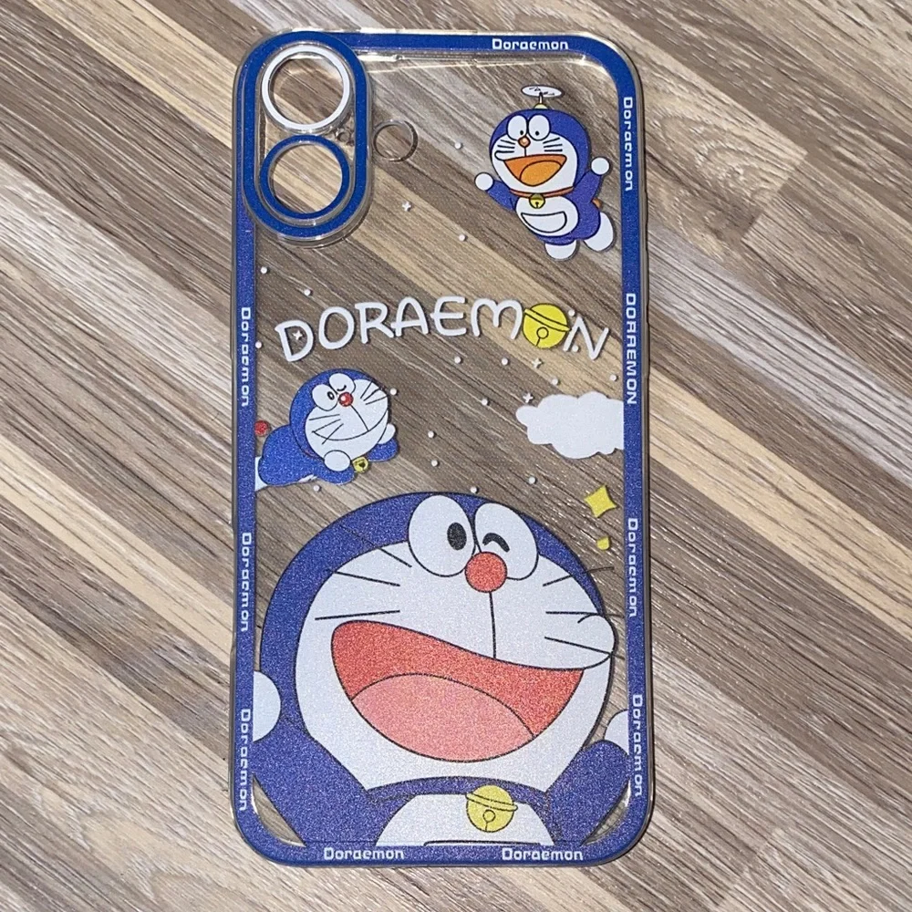 Doraemon Clear iPhone 16 plus Case - Blue and White